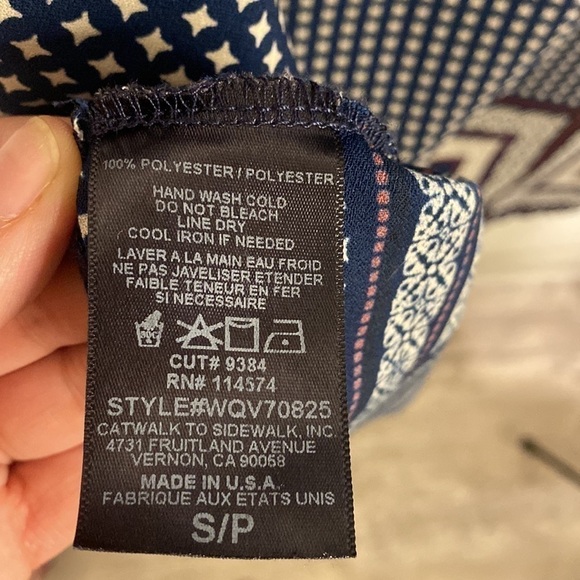 PLEIONE Blue and White Short Sleeve Shift Dress - Size Small - Picture 10 of 10